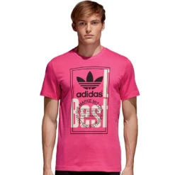 Adidas Originals Tongue Label Tee Shirt Shock Pink Herren