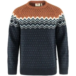 FJÄLLRÄVEN Fjällräven Övik Knit Strickpullover Dark Navy/Terracotta Brown Herren