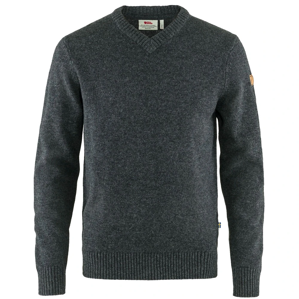 FJÄLLRÄVEN Fjällräven Övik V-Neck Strickpullover Dark Grey Herren 1 FJÄLLRÄVEN Fjällräven Övik V-Neck Strickpullover Dark Grey Herren