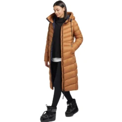 Khujo Ingram Shine Langmantel Sudan Brown Damen -Bekleidungsgeschäft khujo ingram shine 1214co223 537 braun 03 gross