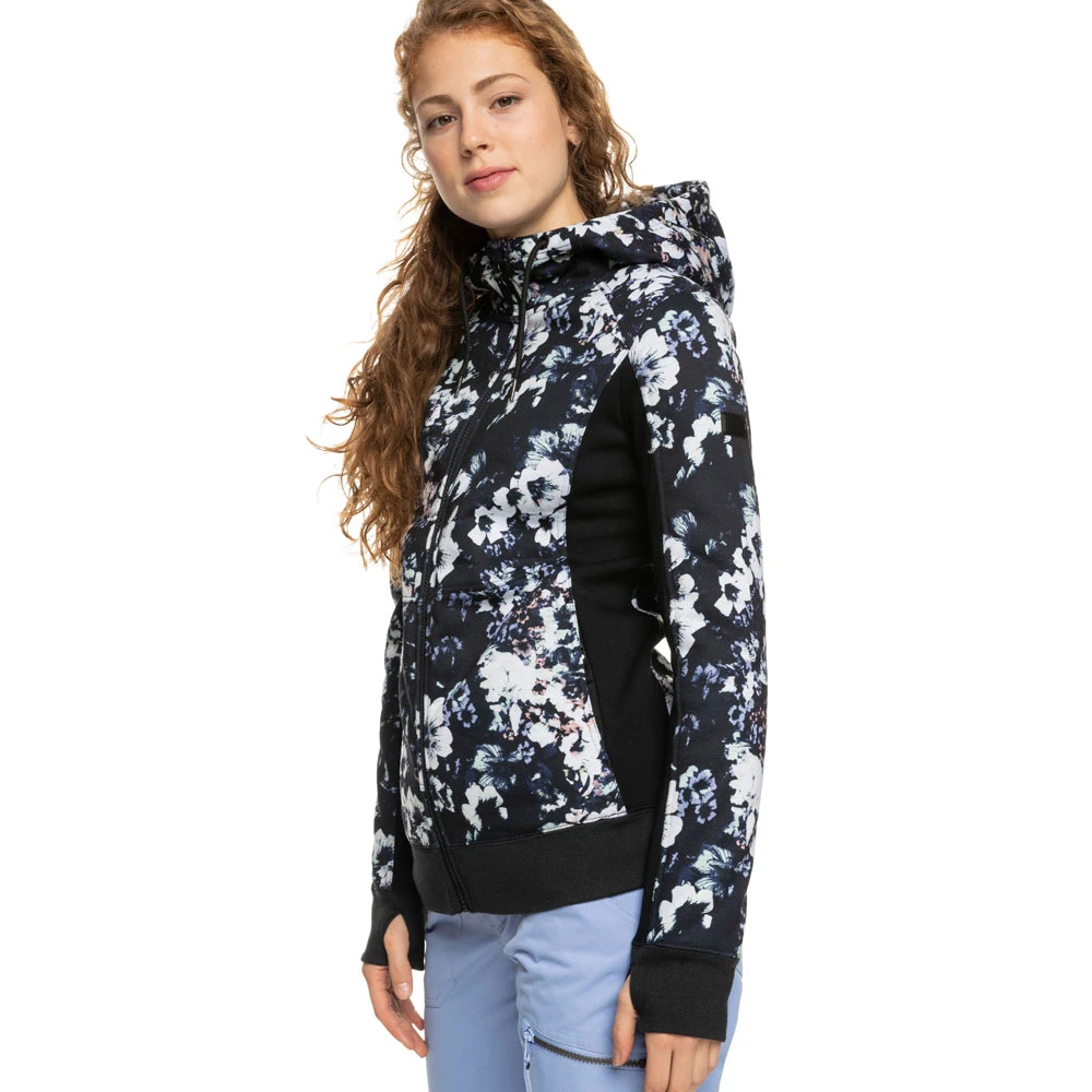 Roxy Frost Fleecejacke True Black/Black Flowers Damen 2 Roxy Frost Fleecejacke True Black/Black Flowers Damen - Image 2