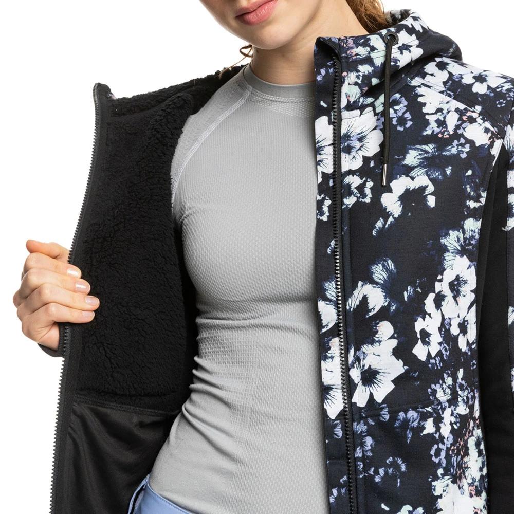 Roxy Frost Fleecejacke True Black/Black Flowers Damen 4 Roxy Frost Fleecejacke True Black/Black Flowers Damen - Image 4