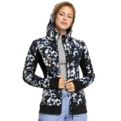 Roxy Frost Fleecejacke True Black/Black Flowers Damen